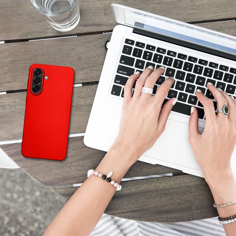 Laptop, Telefoane si Tablete - Telefoane mobile si accesorii - Accesorii Telefoane - Huse telefoane - Husa Kwmobile pentru Samsung Galaxy A56 5G, anti-alunecare, silicon, rosu - Infinity.ro