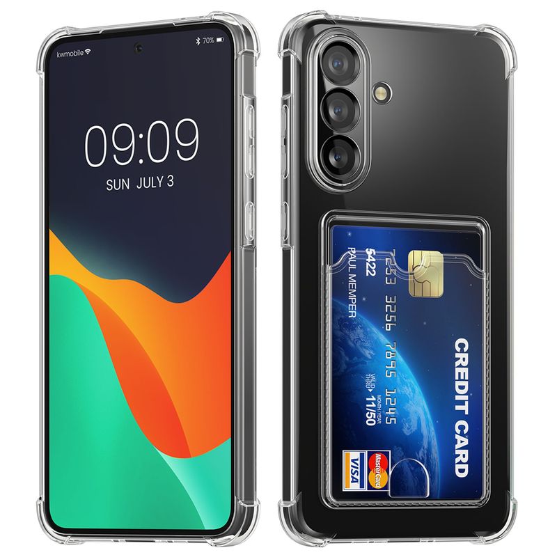 Laptop, Telefoane si Tablete - Telefoane mobile si accesorii - Accesorii Telefoane - Huse telefoane - Husa Kwmobile pentru Samsung Galaxy A56 5G, buzunar card, TPU, transparent - Infinity.ro