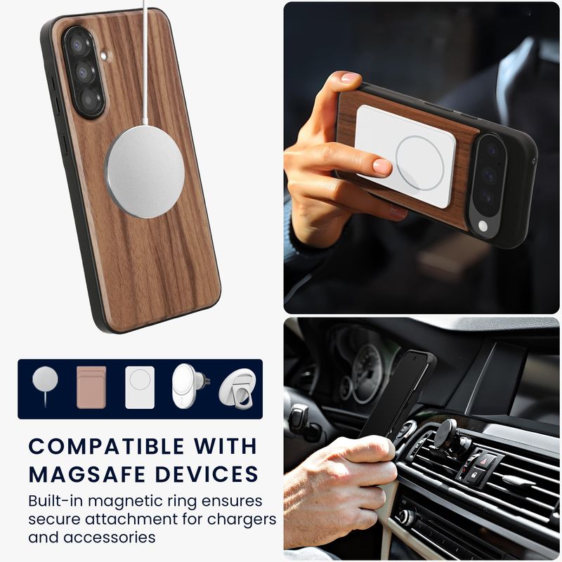 Laptop, Telefoane si Tablete - Telefoane mobile si accesorii - Accesorii Telefoane - Huse telefoane - Husa Kwmobile pentru Samsung Galaxy A56 5G, compatibilitate MagSafe, lemn, TPU, maro - Infinity.ro