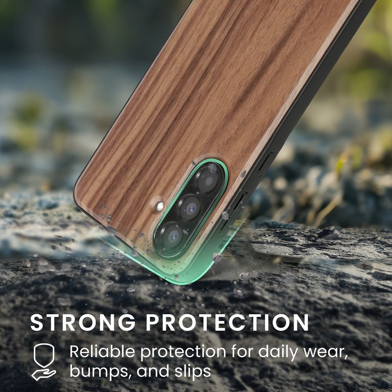 Laptop, Telefoane si Tablete - Telefoane mobile si accesorii - Accesorii Telefoane - Huse telefoane - Husa Kwmobile pentru Samsung Galaxy A56 5G, compatibilitate MagSafe, lemn, TPU, maro - Infinity.ro