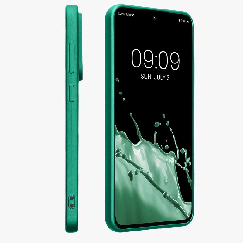 Laptop, Telefoane si Tablete - Telefoane mobile si accesorii - Accesorii Telefoane - Huse telefoane - Husa Kwmobile pentru Samsung Galaxy A56 5G, anti-alunecare, silicon, verde inchis - Infinity.ro
