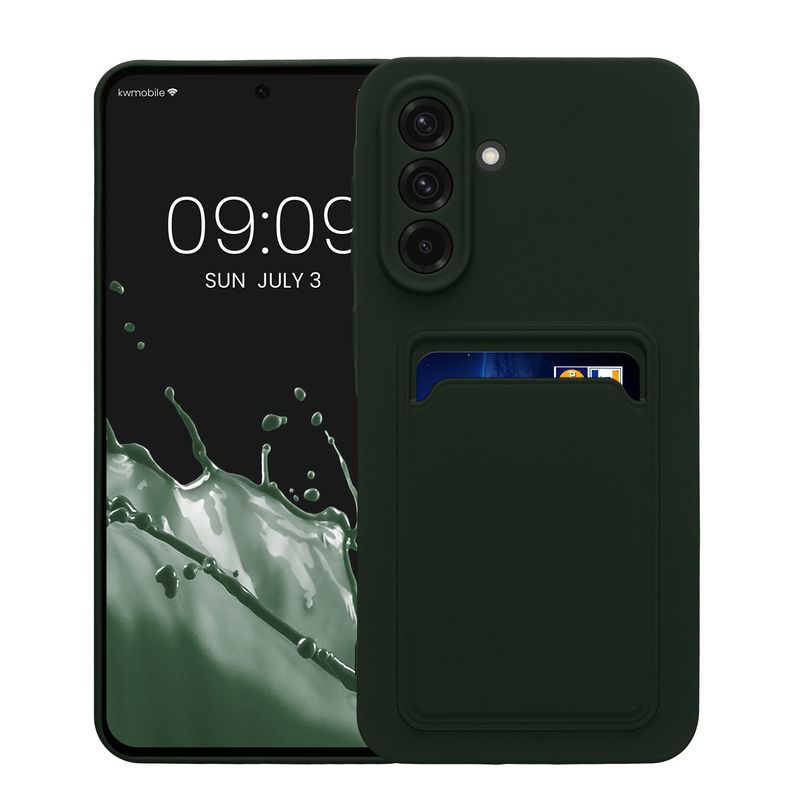 Laptop, Telefoane si Tablete - Telefoane mobile si accesorii - Accesorii Telefoane - Huse telefoane - Husa Kwmobile pentru Samsung Galaxy A56 5G, incarcare wireless, buzunar card, silicon, verde - Infinity.ro