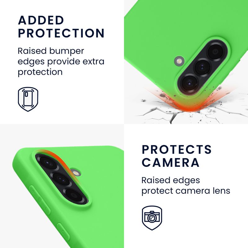 Laptop, Telefoane si Tablete - Telefoane mobile si accesorii - Accesorii Telefoane - Huse telefoane - Husa Kwmobile pentru Samsung Galaxy A56 5G, incarcare wireless, silicon, verde lime - Infinity.ro
