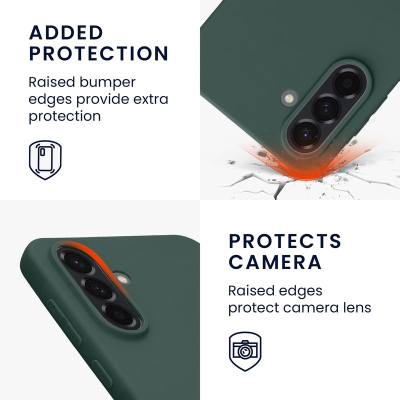 Laptop, Telefoane si Tablete - Telefoane mobile si accesorii - Accesorii Telefoane - Huse telefoane - Husa Kwmobile pentru Samsung Galaxy A56 5G, incarcare wireless, silicon, verde muschi - Infinity.ro