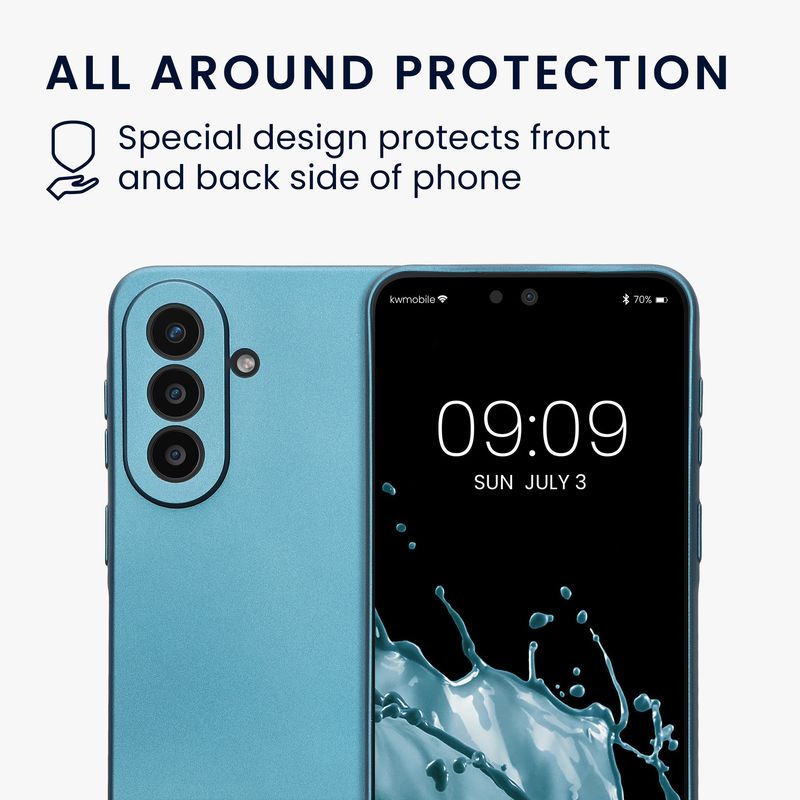 Laptop, Telefoane si Tablete - Telefoane mobile si accesorii - Accesorii Telefoane - Huse telefoane - Husa Kwmobile pentru Samsung Galaxy A57 5G, anti-alunecare, silicon, albastru caraibian - Infinity.ro