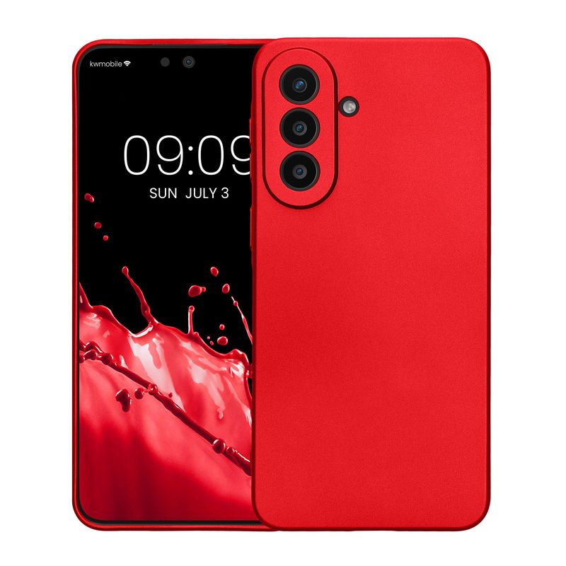 Laptop, Telefoane si Tablete - Telefoane mobile si accesorii - Accesorii Telefoane - Huse telefoane - Husa Kwmobile pentru Samsung Galaxy A57 5G, anti-alunecare, protectie la zgarieturi, silicon, rosu - Infinity.ro