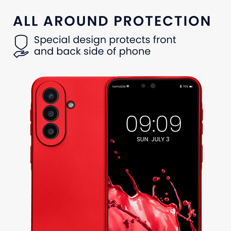 Laptop, Telefoane si Tablete - Telefoane mobile si accesorii - Accesorii Telefoane - Huse telefoane - Husa Kwmobile pentru Samsung Galaxy A57 5G, anti-alunecare, protectie la zgarieturi, silicon, rosu - Infinity.ro