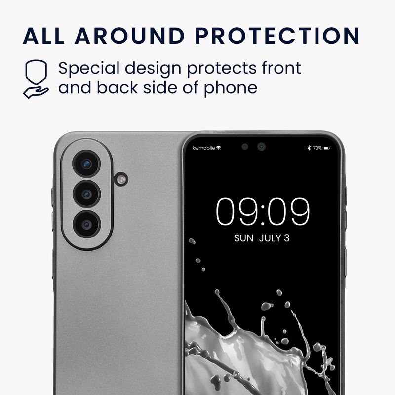 Laptop, Telefoane si Tablete - Telefoane mobile si accesorii - Accesorii Telefoane - Huse telefoane - Husa Kwmobile pentru Samsung Galaxy A57 5G, anti-alunecare, silicon, gri metalizat - Infinity.ro