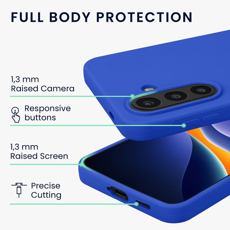 Laptop, Telefoane si Tablete - Telefoane mobile si accesorii - Accesorii Telefoane - Huse telefoane - Husa Kwmobile pentru Samsung Galaxy A57 5G, incarcare wireless, anti-alunecare, silicon, albastru - Infinity.ro
