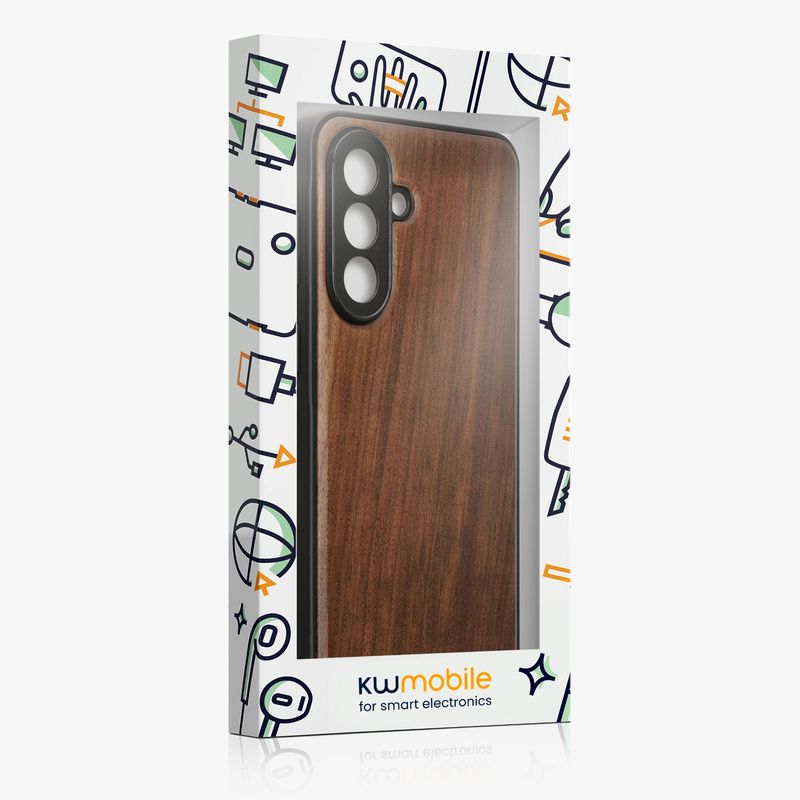 Laptop, Telefoane si Tablete - Telefoane mobile si accesorii - Accesorii Telefoane - Huse telefoane - Husa Kwmobile pentru Samsung Galaxy A57 5G, compatibilitate MagSafe, lemn, TPU, maro - Infinity.ro