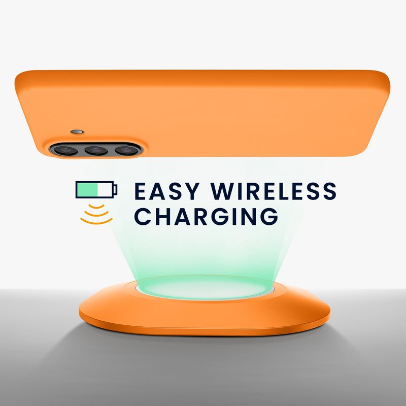 Laptop, Telefoane si Tablete - Telefoane mobile si accesorii - Accesorii Telefoane - Huse telefoane - Husa Kwmobile pentru Samsung Galaxy A57 5G, incarcare wireless, TPU, portocaliu - Infinity.ro