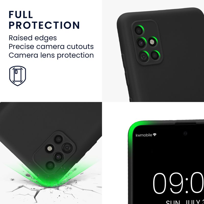 Laptop, Telefoane si Tablete - Telefoane mobile si accesorii - Accesorii Telefoane - Huse telefoane - Husa Kwmobile pentru Samsung Galaxy A51, anti-alunecare, silicon, negru - Infinity.ro
