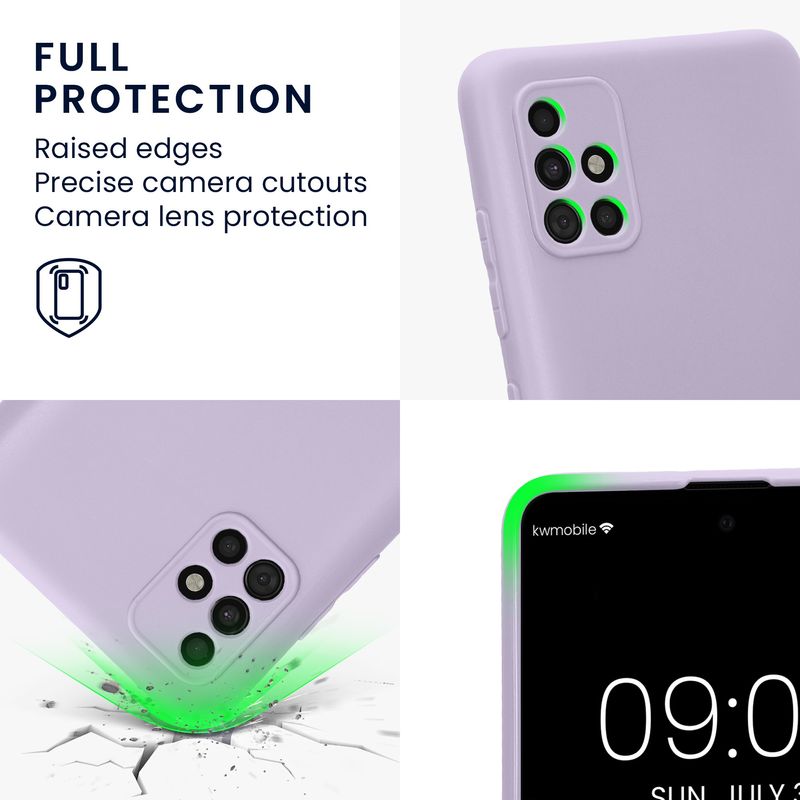 Laptop, Telefoane si Tablete - Telefoane mobile si accesorii - Accesorii Telefoane - Huse telefoane - Husa Kwmobile pentru Samsung Galaxy A51, anti-alunecare, protectie la zgarieturi, silicon, mov - Infinity.ro