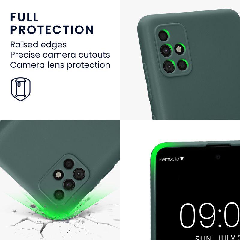 Laptop, Telefoane si Tablete - Telefoane mobile si accesorii - Accesorii Telefoane - Huse telefoane - Husa Kwmobile pentru Samsung Galaxy A51, anti-alunecare, silicon, albastru verzui - Infinity.ro