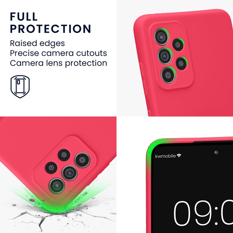 Laptop, Telefoane si Tablete - Telefoane mobile si accesorii - Accesorii Telefoane - Huse telefoane - Husa Kwmobile pentru Samsung Galaxy A52/Galaxy A52 5G/Galaxy A52s 5G, anti-alunecare, silicon, roz neon - Infinity.ro