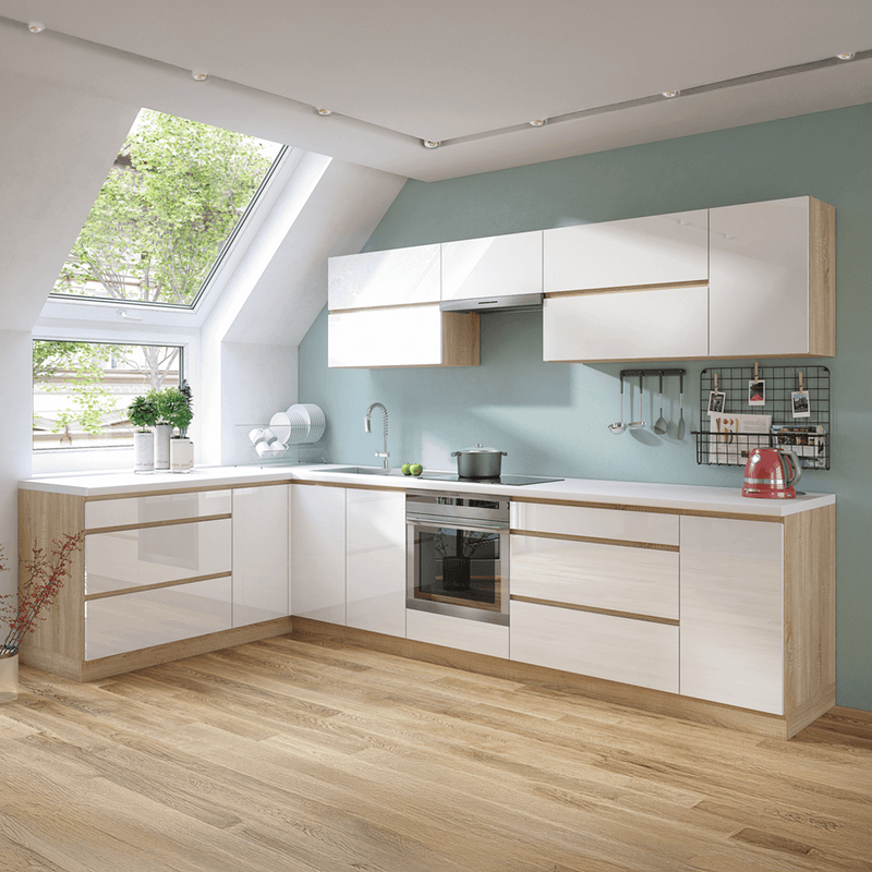 Casa si Gradina - Mobilier - Dulapuri si sifoniere - Dulapuri - Dulap superior cu usa verticala, alb super luciu HG, dreapta, LINE ALB - Infinity.ro