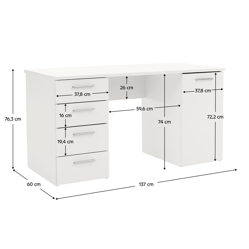 Casa si Gradina - Mobilier - Mese si birouri - Birouri - Masa birou alba, EUSTACH - Infinity.ro