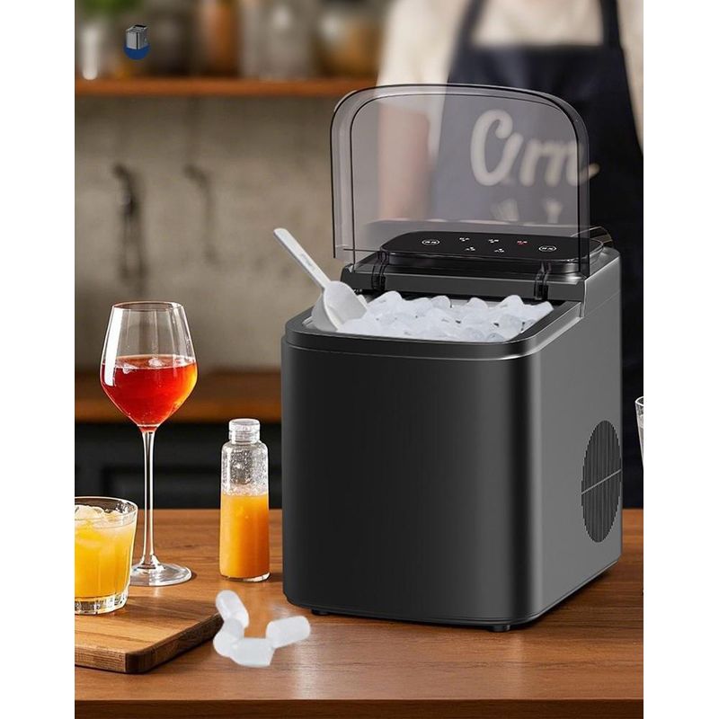 Electronice si Electrocasnice - Aparate frigorifice - Congelatoare - Masina de facut cuburi de Gheata ZSW-ZB12, 12 kg/zi, Rezervor 1.2L, Panou Tactil, Design Compact, Negru - Infinity.ro