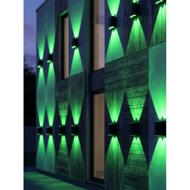 Casa si Gradina - Corpuri si surse de iluminat - Accesorii corpuri de iluminat - Aplica LED RGB 4W Bidirectionala, cu Telecomanda, IP54, Aluminiu, Exterior/Interior, Negru, engros - Infinity.ro