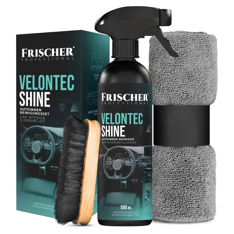 Auto si Moto - Intretinere auto - Produse curatare auto - Kit curatare pentru interioare auto Frischer Professional, 500 ml + perie + carpa pentru plastic, tapiterie, piele - Infinity.ro