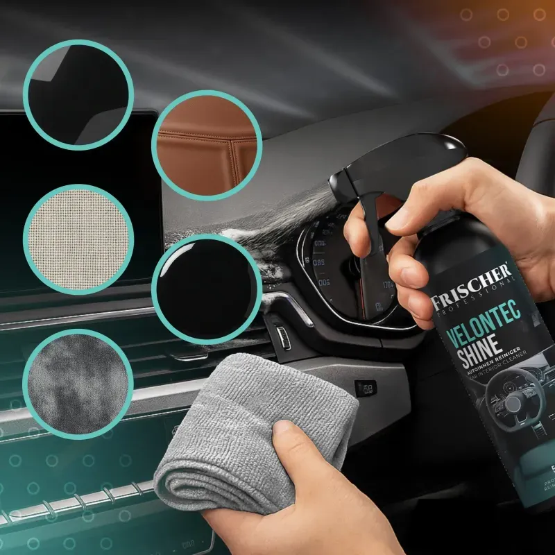 Auto si Moto - Intretinere auto - Produse curatare auto - Kit curatare pentru interioare auto Frischer Professional, 500 ml + perie + carpa pentru plastic, tapiterie, piele - Infinity.ro