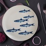 Casa si Gradina - Bucatarie si vesela - Vesela si tacamuri - Servicii de masa - Set farfurii 18 piese, pentru 6 persoane, Eleganta Marina, Cesiro, Alb lucios decor sardine - Infinity.ro