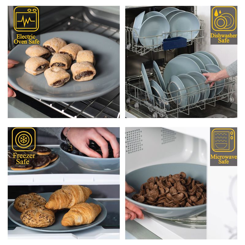 Casa si Gradina - Bucatarie si vesela - Vesela si tacamuri - Servicii de masa - Set farfurii 12 piese, pentru 4 persoane, Ash, Cesiro, Gri-Albastrui - Infinity.ro