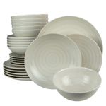 Casa si Gradina - Bucatarie si vesela - Vesela si tacamuri - Servicii de masa - Set farfurii 24 piese, pentru 6 persoane, Ivory, Cesiro,  Alb Ivoire cu linii - Infinity.ro