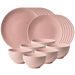 Casa si Gradina - Bucatarie si vesela - Vesela si tacamuri - Servicii de masa - Set farfurii 18 piese, pentru 6 persoane, Pastel Pink, Cesiro, Roz Lucios - Infinity.ro