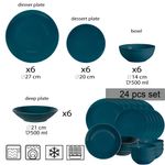 Casa si Gradina - Bucatarie si vesela - Vesela si tacamuri - Servicii de masa - Set farfurii 24 piese, pentru 6 persoane, Lagoon, Cesiro, Turcoaz Inchis - Infinity.ro