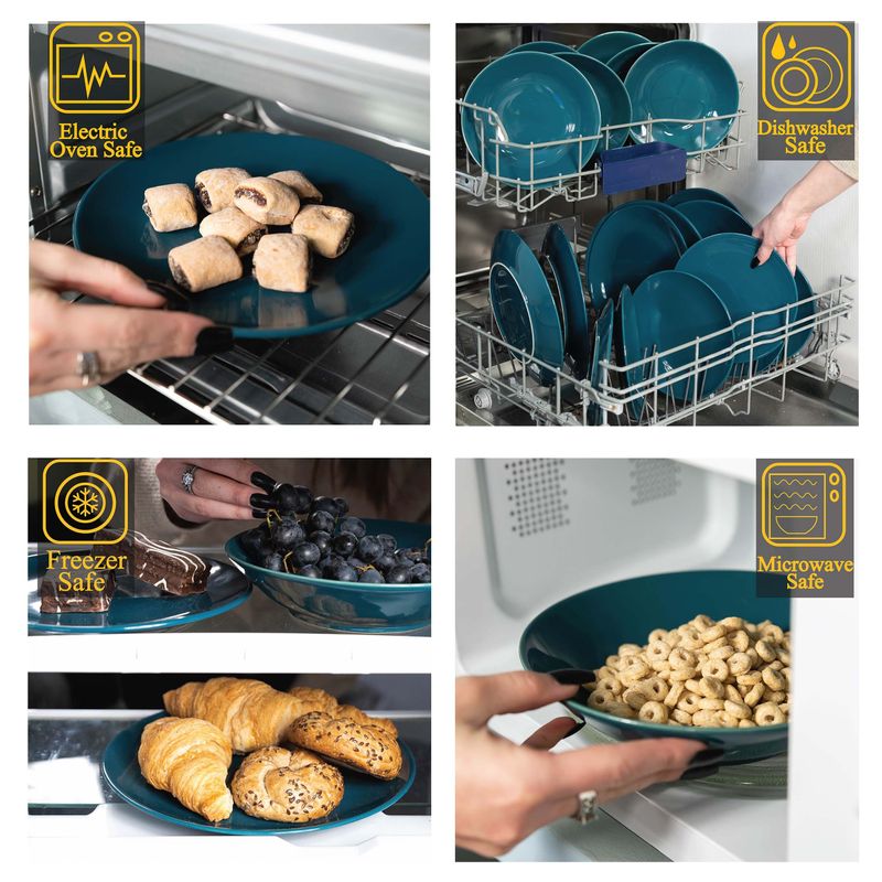 Casa si Gradina - Bucatarie si vesela - Vesela si tacamuri - Servicii de masa - Set farfurii 24 piese, pentru 6 persoane, Lagoon, Cesiro, Turcoaz Inchis - Infinity.ro