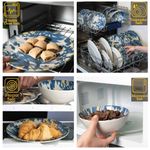 Casa si Gradina - Bucatarie si vesela - Vesela si tacamuri - Servicii de masa - Set farfurii 18 piese, pentru 6 persoane, Hawaii, Cesiro, Alb Ivoire decorat cu frunze albastru inchis - Infinity.ro