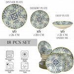 Casa si Gradina - Bucatarie si vesela - Vesela si tacamuri - Servicii de masa - Set farfurii 18 piese, pentru 6 persoane,  Marocco, Cesiro, Alb Ivoire cu albastru - Infinity.ro