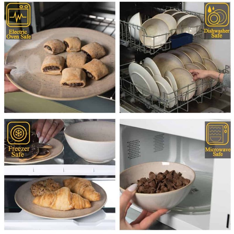 Casa si Gradina - Bucatarie si vesela - Vesela si tacamuri - Servicii de masa - Set farfurii 18 piese, pentru 6 persoane, Shell, Cesiro, Crem deschis lucios - Infinity.ro
