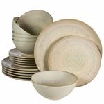 Casa si Gradina - Bucatarie si vesela - Vesela si tacamuri - Servicii de masa - Set farfurii 18 piese, pentru 6 persoane, Shell, Cesiro, Crem deschis lucios - Infinity.ro
