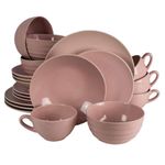 Casa si Gradina - Bucatarie si vesela - Vesela si tacamuri - Servicii de masa - Set farfurii 20 piese, pentru 4 persoane, Pastel Pink, Cesiro, Roz Mat si Roz Lucios - Infinity.ro