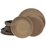 Casa si Gradina - Bucatarie si vesela - Vesela si tacamuri - Servicii de masa - Set farfurii 12 piese, pentru 4 persoane, Coffee Brown, Cesiro, Maro Lucios - Infinity.ro