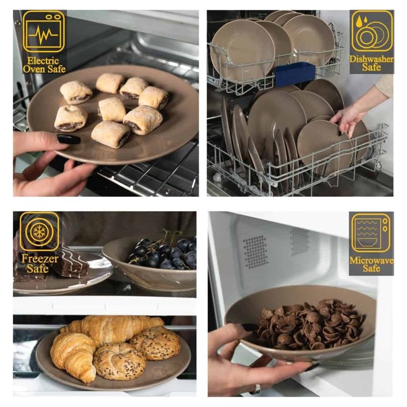 Casa si Gradina - Bucatarie si vesela - Vesela si tacamuri - Servicii de masa - Set farfurii 12 piese, pentru 4 persoane, Coffee Brown, Cesiro, Maro Lucios - Infinity.ro