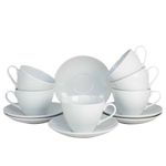 Casa si Gradina - Bucatarie si vesela - Vesela si tacamuri - Farfurii si boluri - Set 6 cesti Portelan Alb cu farfurie, 350 ml - Infinity.ro