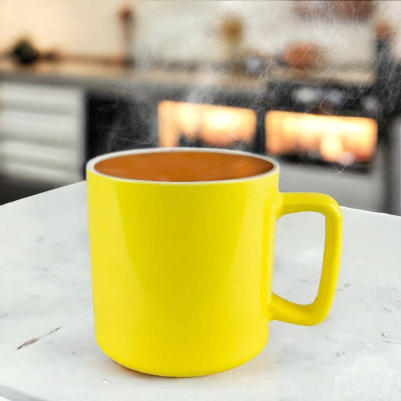 Casa si Gradina - Bucatarie si vesela - Vesela si tacamuri - Servicii de masa - Cana cu toarta in doua culori, 220 ml, Galben-Alb - Infinity.ro