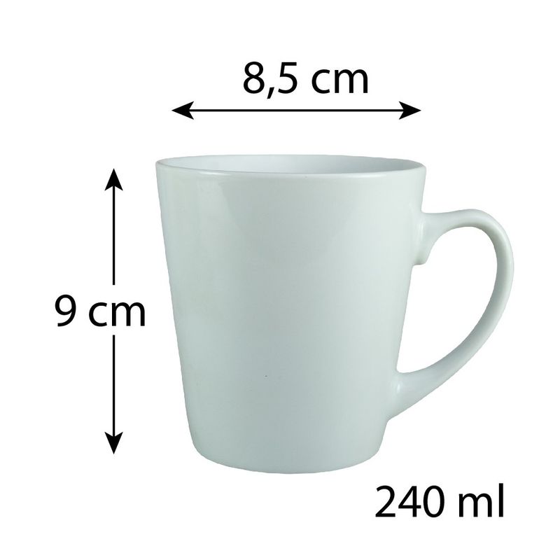 Casa si Gradina - Bucatarie si vesela - Cani si pahare - Cani si cesti - Set 6 cani conice Alb Lucios, 240 ml - Infinity.ro
