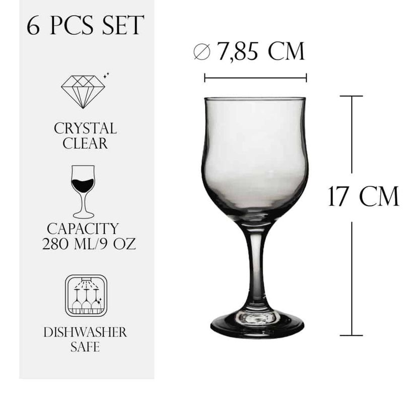 Casa si Gradina - Bucatarie si vesela - Cani si pahare - Pahare - Set 6 pahare cu picior din sticla de 280 ml, Cesiro - Infinity.ro