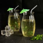 Casa si Gradina - Bucatarie si vesela - Cani si pahare - Pahare - Set 6 pahare din sticla decorate in relief cu frunze de 500 ml, Cesiro - Infinity.ro