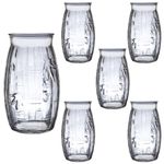 Casa si Gradina - Bucatarie si vesela - Cani si pahare - Pahare - Set 6 pahare din sticla decorate in relief cu frunze de 500 ml, Cesiro - Infinity.ro