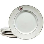 Casa si Gradina - Bucatarie si vesela - Vesela si tacamuri - Farfurii si boluri - Set 6 farfurii intinse Alb Pur cu decor elice rosu cu negru, 26 cm - Infinity.ro