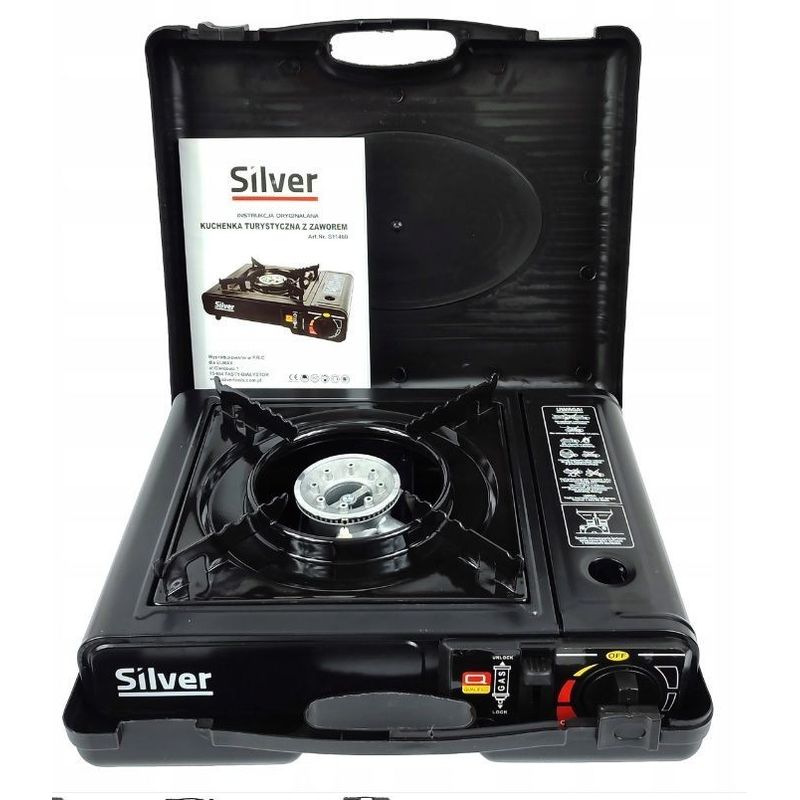 Sport si Outdoor - Camping - Bucatarie de camping - Arzatoare si accesorii - Kit aragaz turistic 2 in 1 si cartus de gaz 400ml, SilverTools - Infinity.ro