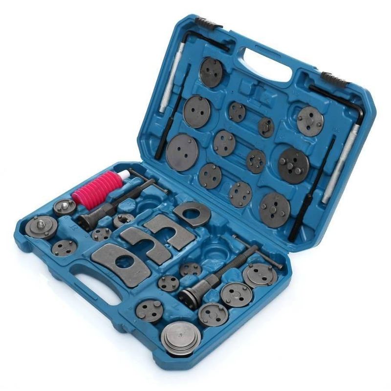 Auto si Moto - Reparatii si depanare - Scule auto - Scule si truse auto - Set 35 buc Presa etrier universala pentru repararea pistoanelor de frana + valiza, TA1373 - Infinity.ro