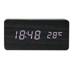 Casa si Gradina - Decoratiuni - Ceasuri - Ceas desteptator digital LED retro negru tip lemn, lumina alba, format 12/24h, luminozitate reglabila, electronic MADGENIX - Infinity.ro