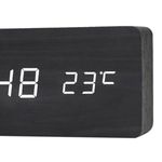Casa si Gradina - Decoratiuni - Ceasuri - Ceas desteptator digital LED retro negru tip lemn, lumina alba, format 12/24h, luminozitate reglabila, electronic MADGENIX - Infinity.ro