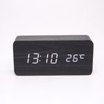 Casa si Gradina - Decoratiuni - Ceasuri - Ceas desteptator digital LED retro negru tip lemn, lumina alba, format 12/24h, luminozitate reglabila, electronic MADGENIX - Infinity.ro